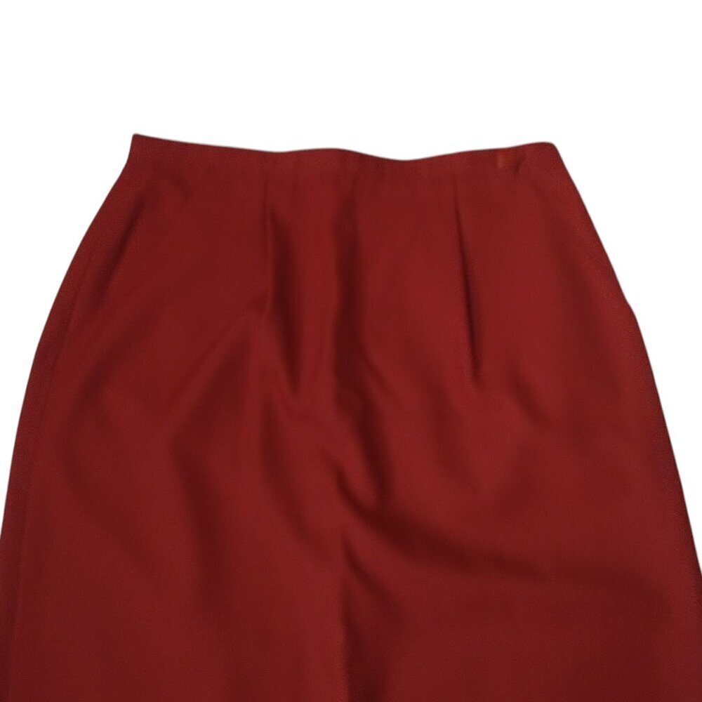 INCOGNITO Size 7/8 Red Vintage Pencil Skirt Pleated Pockets Office Midi Career - Picture 2 of 4